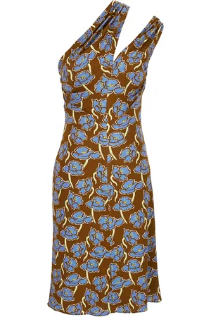 VERSACE Floral Stretch Crepe Jersey Knee-Length Dress