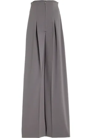 DEL CORE Corset-Waist Wool-Blend Wide-Leg Pants