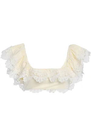 SEA Iyla Ruffled Lace-Trimmed Bikini Top