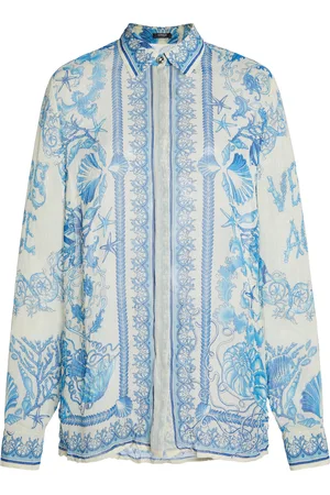 VERSACE La Vacanza Printed Techno Creponne Shirt