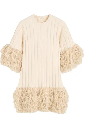 By Malene Birger Lina Shearling-Trimmed Knit Cotton Mini Dress