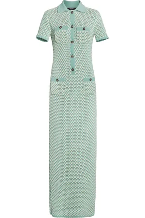 VERSACE La Vacanza Crocheted Compact Cotton Midi Dress