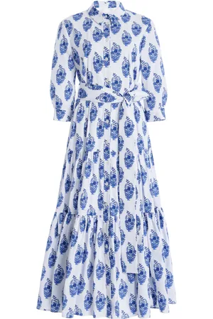 Carolina Herrera Tiered Stretch-Cotton Midi Shirt Dress