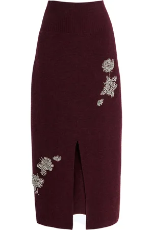 Erdem Embroidered Knit Midi Skirt