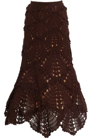 Oscar de la Renta Crocheted Cotton Midi Skirt