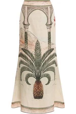 JOHANNA ORTIZ Muralla Del Sol Printed Linen Midi Skirt