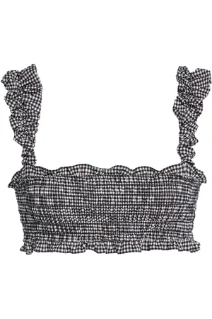 SEA Neci Shirred Gingham Bikini Top