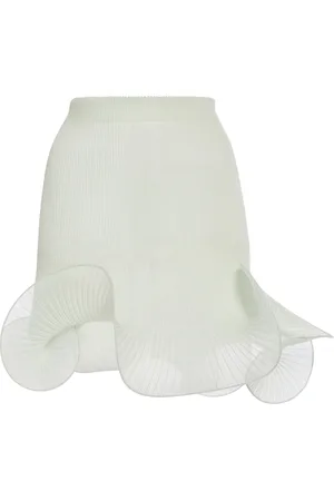 DEL CORE Plissé-Knit Silk Mini Skirt