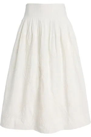 SEA Camden Shirred Cotton Poplin Midi Skirt