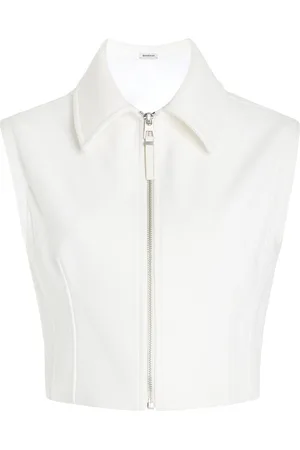 Simkhai Alix Zip-Front Suiting Crop Top