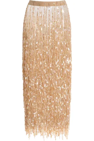 LAPOINTE Sequined-Fringe Midi Skirt