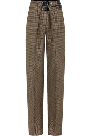 Paco rabanne Belted Wool Straight-Leg Pants