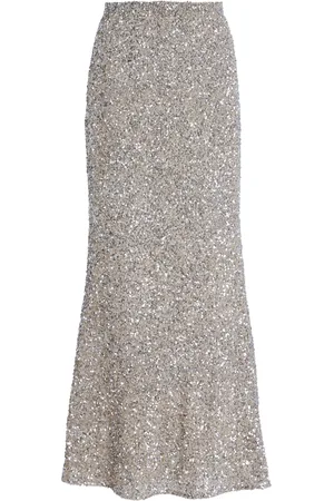 Carla Zampatti Crushed-Sequin Maxi Column Skirt