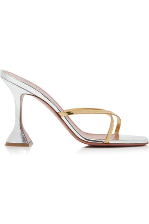 Amina Muaddi Henson Metallic Leather Sandals