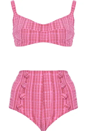 Lisa Marie Fernandez Seersucker Balconette High-Waist Bikini