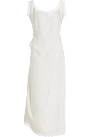Colleen Allen Lace-Trimmed Silk Midi Dress