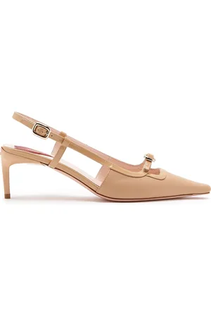 Roger Vivier Mini-Buckle Leather Slingback Pumps
