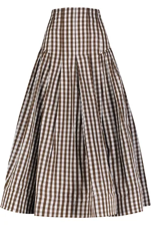 LELA ROSE Plaid Taffeta Maxi Skirt