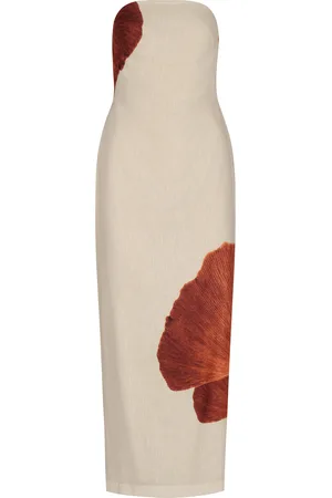 Andres Otalora Nosso Amor Strapless Linen-Blend Maxi Dress