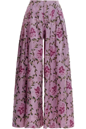 Agua by Agua Bendita Marea Floral Linen Wide-Leg Pants