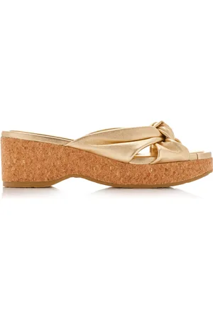 Jimmy Choo Avenue Metallic-Leather Wedge Sandals