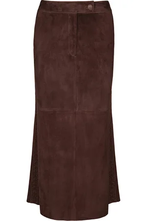JOHANNA ORTIZ El Buque Embroidered Suede Midi Skirt