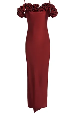 COPERNI Rosette-Detailed Off-The-Shoulder Satin Maxi Dress