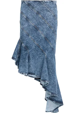 Alaïa Spiral Denim Midi Skirt