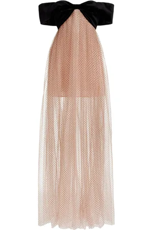 Serafini Off-The-Shoulder Polka-Dot Tulle Maxi Dress