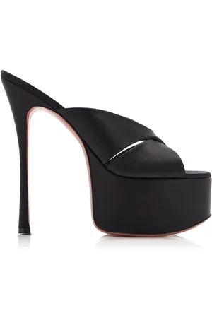 Amina Muaddi Salma Satin Platform Sandals