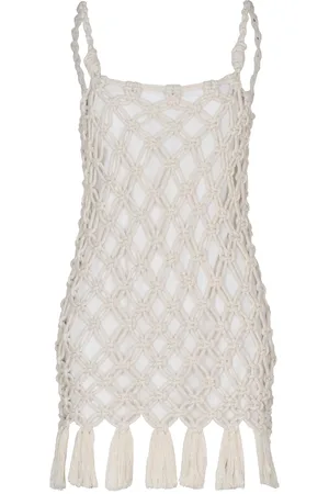 Andres Otalora Com Voce Handmade Cotton-Linen Macrame Mini Dress