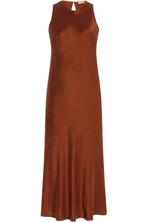 ASCENO The Valencia Silk Satin Midi Dress