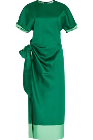 Rosie Assoulin Sash & Slit Tie-Detailed Satin Midi Dress