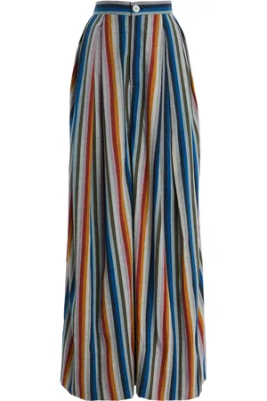 Marrakshi Life The High-Rise Pleated Striped-Cotton Trousers
