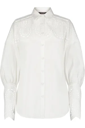LELA ROSE Lace-Paneled Cotton Poplin Shirt