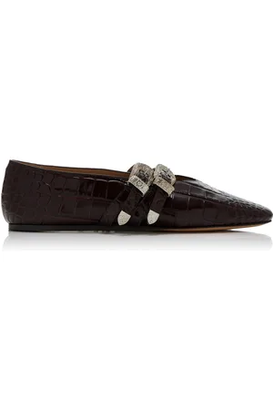 Le Monde Beryl Claudia Croc-Embossed Leather Ballet Flats