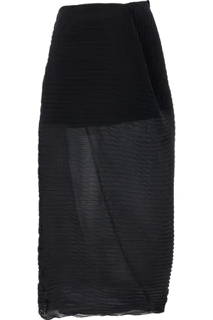 The Row Yuki Asymmetric Plissé Georgette Midi Skirt