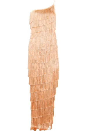 Francesca Miranda Isidora One-Shoulder Fringe Maxi Dress