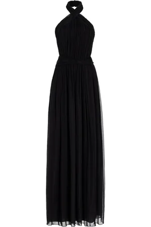 ADAM LIPPES Rabban Plissé Silk Chiffon Halter Gown