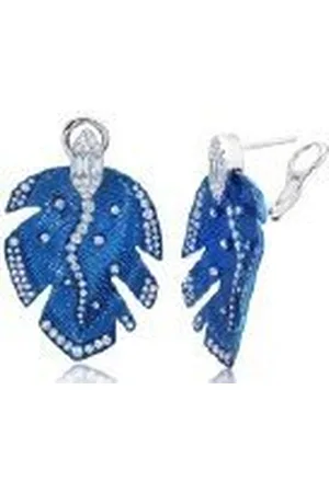 Graziela Rhodium & Diamond Folha Earrings