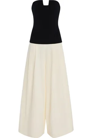 BEVZA Carolyn Strapless Silk Wide-Leg Jumpsuit