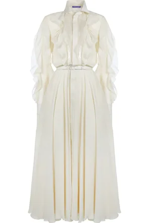 Ralph Lauren Melony Ruffled Silk Midi Dress