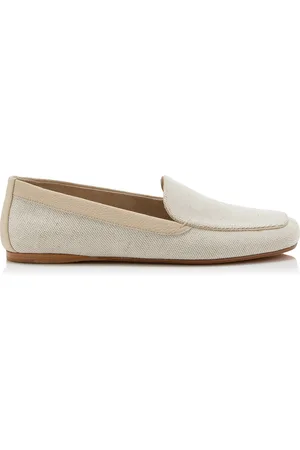 Khaite Monroe Leather-Trimmed Canvas Loafers