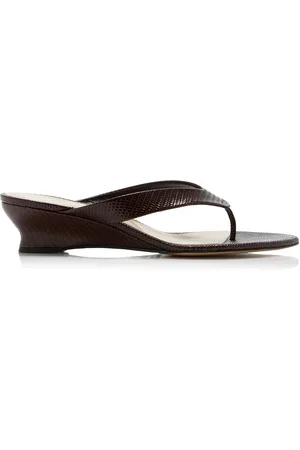 Le Monde Beryl Micro-Wedge Snake-Effect Leather Mules