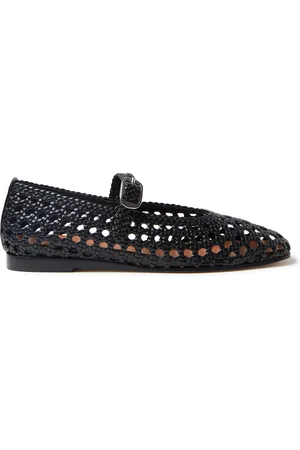 Le Monde Beryl Woven Leather Mary Jane Flats