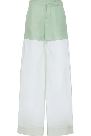 DEL CORE Sheer Silk-Organza Wide-Leg Pants