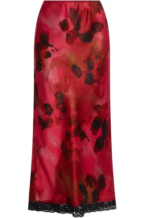 Victoria Beckham Printed Satin Midi Skirt