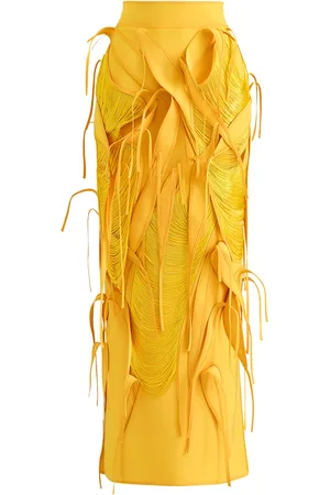 MATICEVSKI Exponent Leaf-Fringed Maxi Skirt