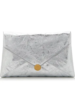 DRIES VAN NOTEN Crushed Metallic Leather Clutch
