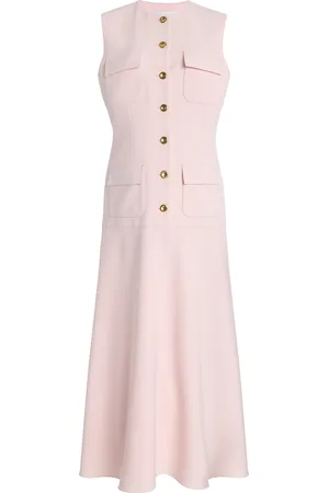 BRANDON MAXWELL Exclusive RIviera Buttoned Crepe Midi Dress